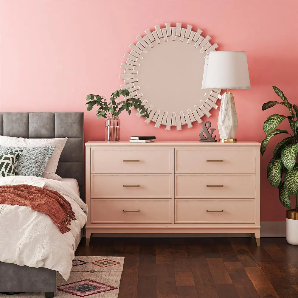 Westerleigh Pink 6 Drawer Dresser-1