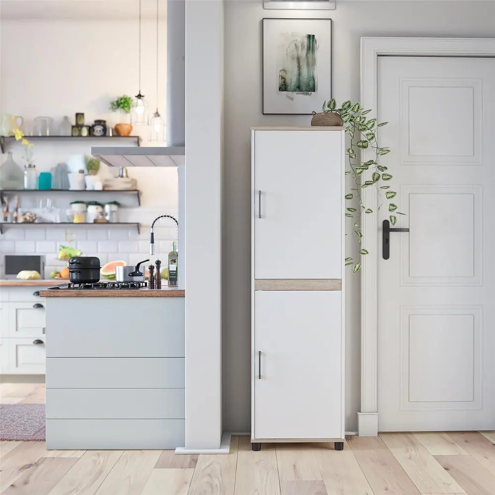 Whitmore White 2 Door Kitchen Pantry Cabinet-1