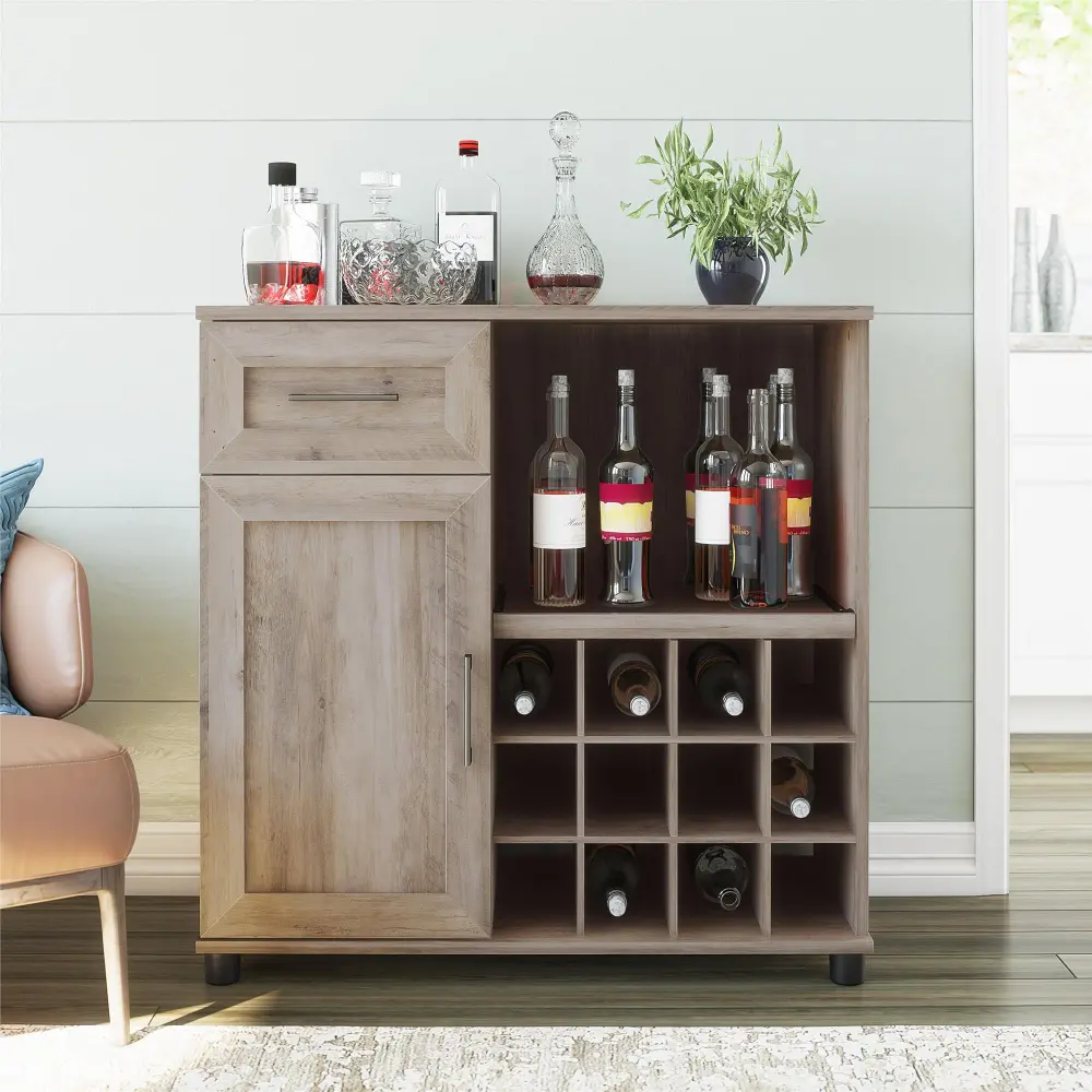 Dwyer Gray Oak Bar Cabinet-1