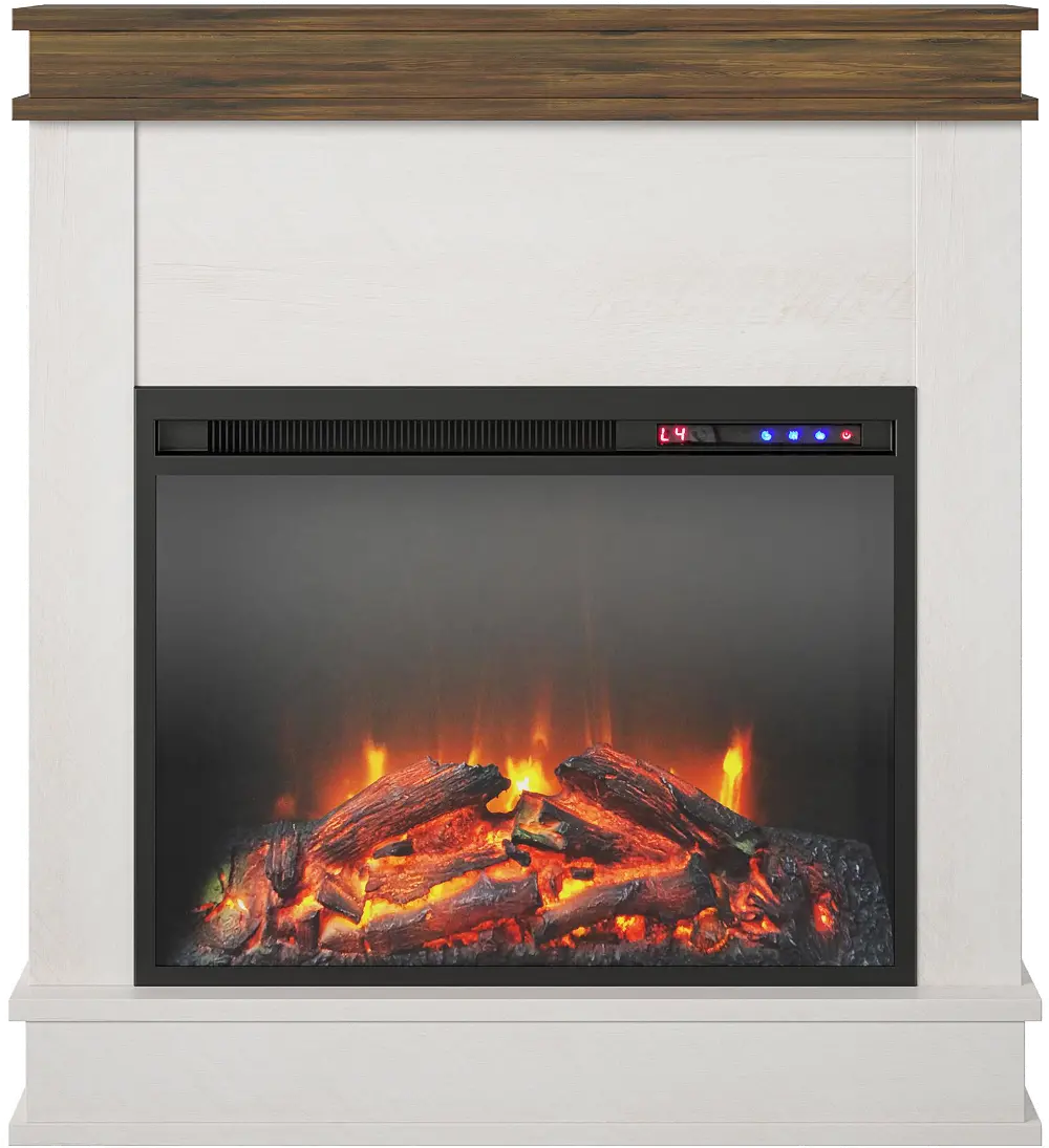Mateo Ivory Fireplace with Rustic Mantel-1