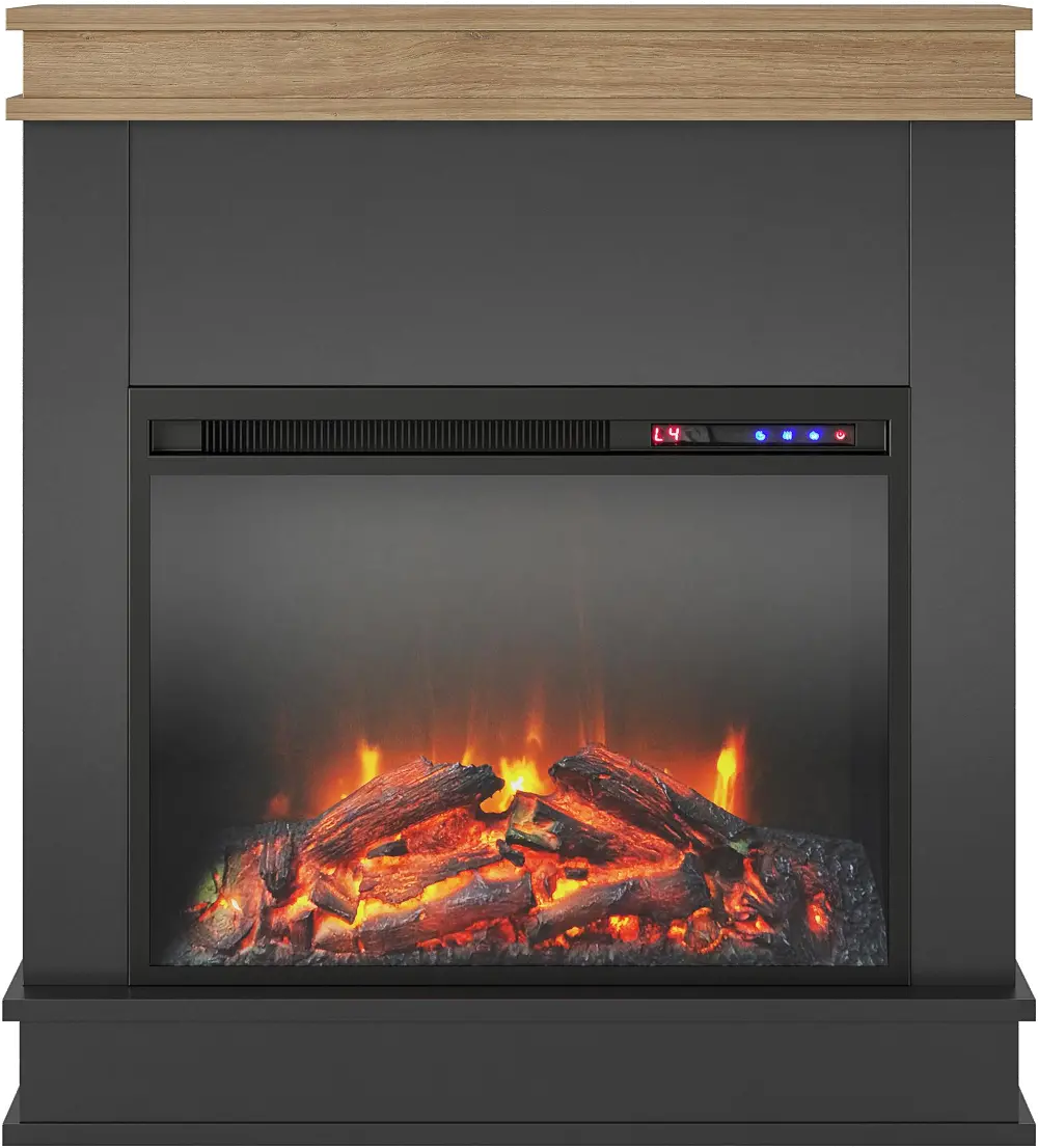 Mateo Black Fireplace with Natural Mantel-1