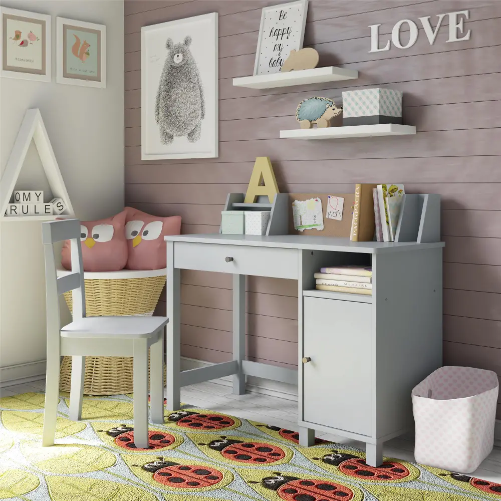 Abigail Kids Gray Desk with Chair-1