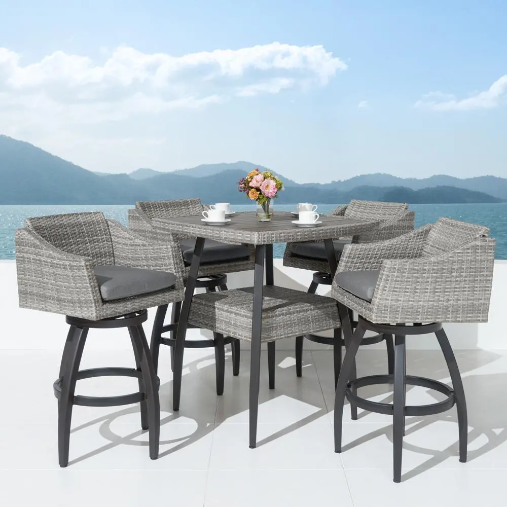 Cannes Charcoal 5 Piece Barstool Patio Set-1