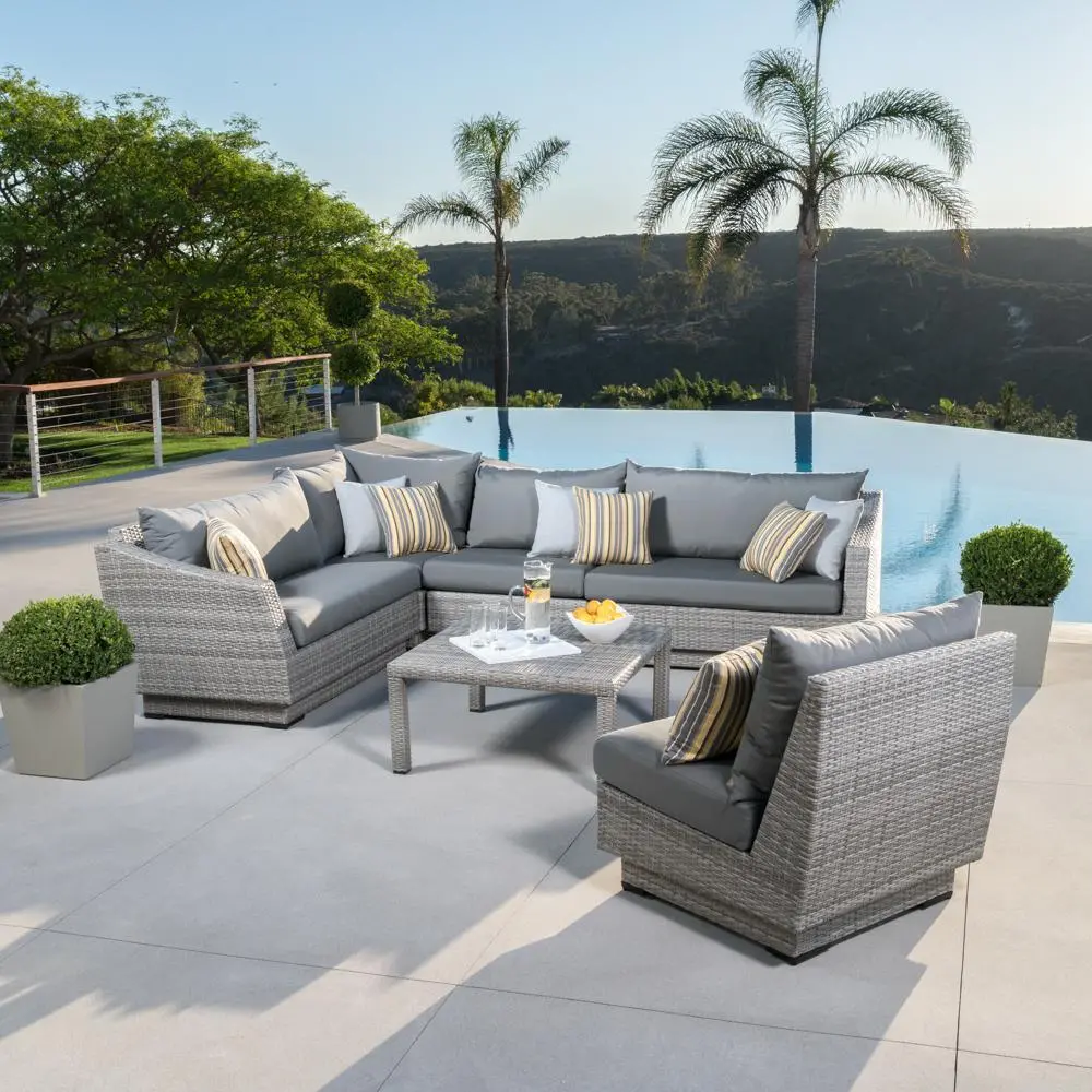 Cannes Charcoal 6 Piece Sectional and Coffee Table Patio Set-1