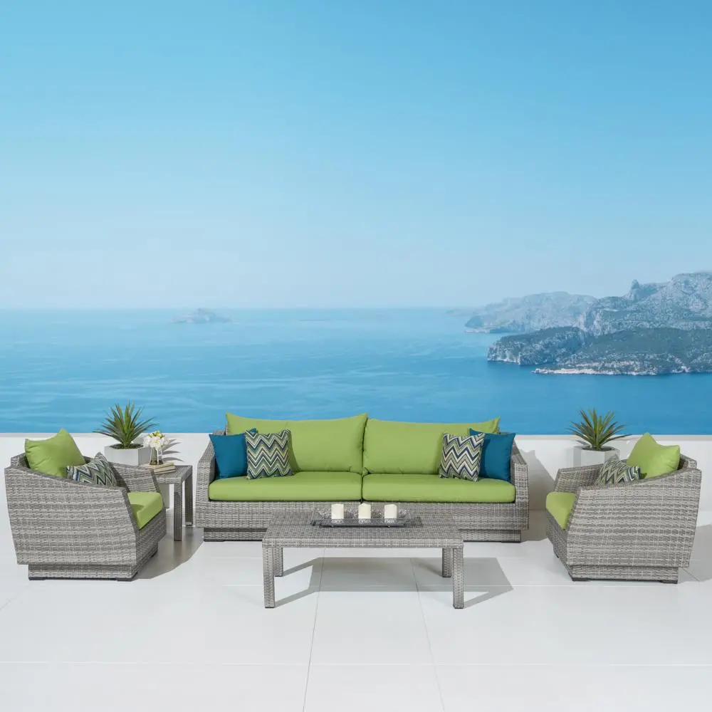 Cannes Green 6 Piece Sofa and Club Chairs Patio Set-1