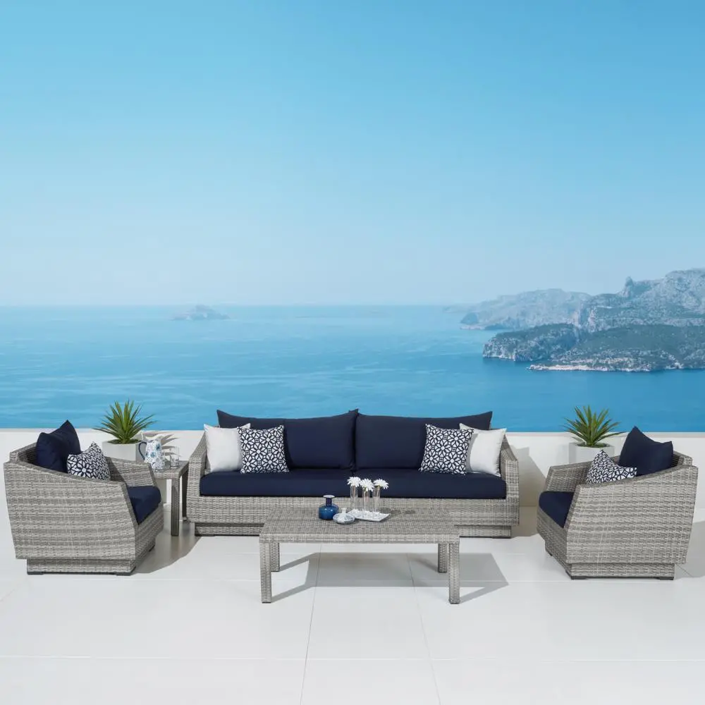 Cannes Navy 6 Piece Sofa and Club Chairs Patio Set-1