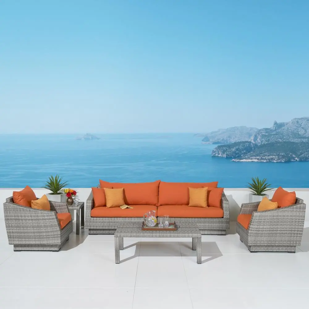 Cannes Orange 6 Piece Sofa and Club Chairs Patio Set-1