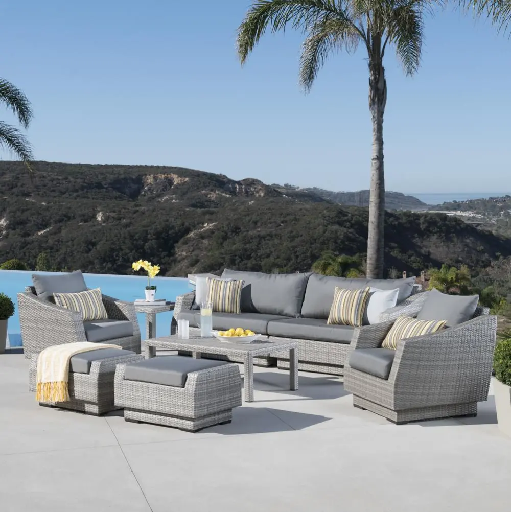Cannes Charcoal 8 Piece Sofa with Club Chairs and Ottomans Patio Set-1