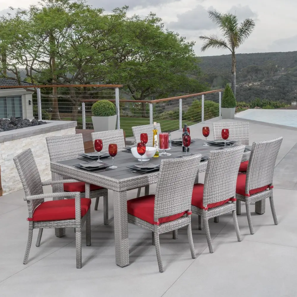 Cannes Red 9 Piece Outdoor Dining Set-1
