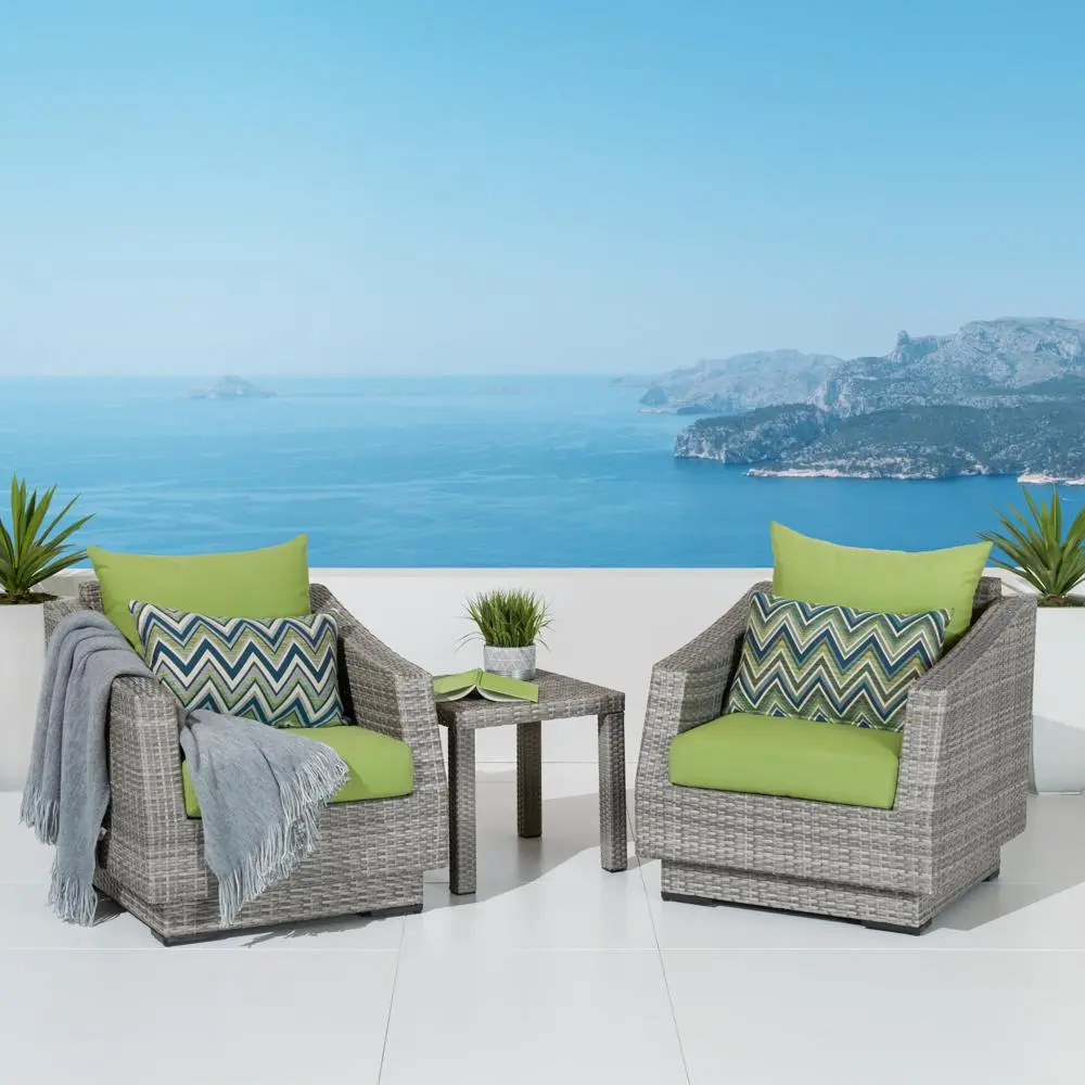 Cannes Green Club Chairs and Side Table Patio Set-1
