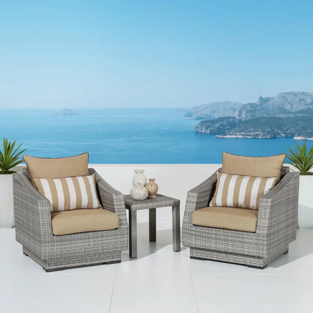 Cannes Beige Club Chairs and Side Table Patio Set-1
