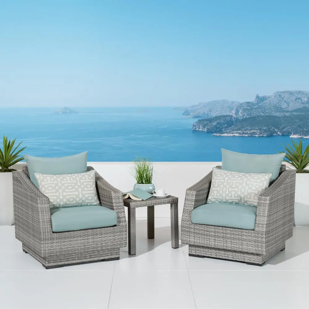 Cannes Light Blue Club Chairs and Side Table Patio Set-1