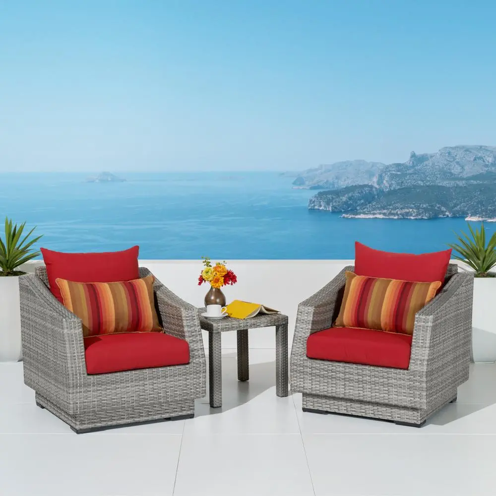 Cannes Red Club Chairs and Side Table Patio Set-1