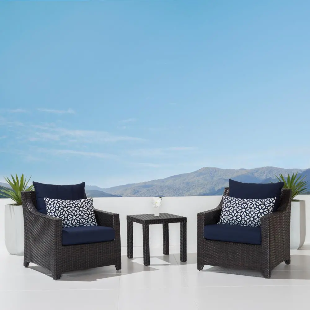 Deco Navy Club Chairs and Side Table Patio Set-1