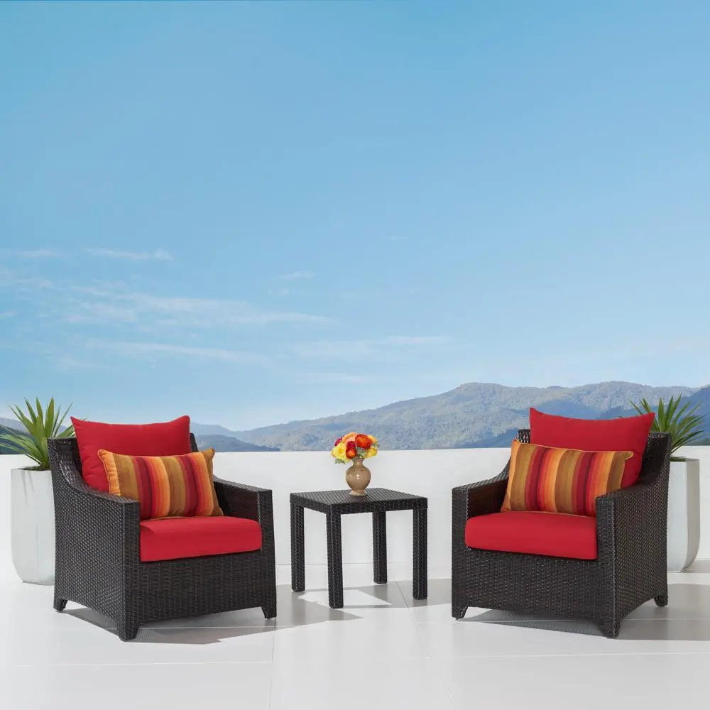 Deco Red Club Chairs and Side Table Patio Set-1