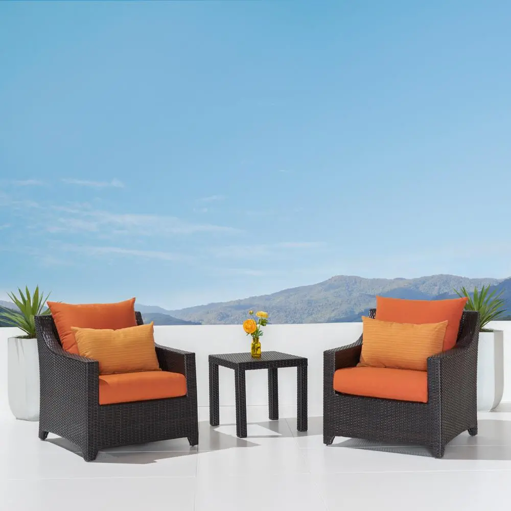 Deco Orange Club Chairs and Side Table Patio Set-1