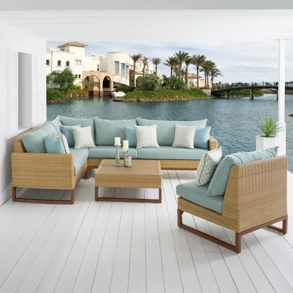 Mili Light Blue 6 Piece Sectional and Coffee Table Patio Set-1
