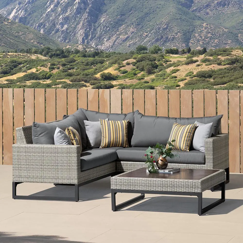 Milo Gray 4 Piece Sectional with Charcoal Cushions-1