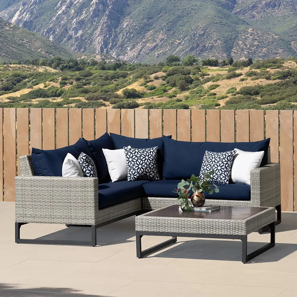 Milo Gray 4 Piece Sectional with Navy Cushions-1
