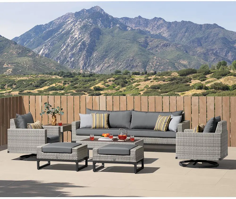 Milo Gray 8 Piece Set with Charcoal Cushions-1