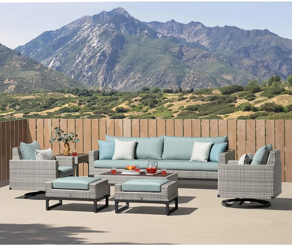 Milo Gray 8 Piece Set with Light Blue Cushions-1