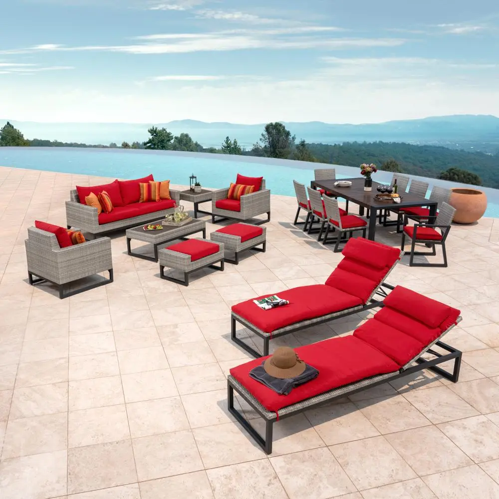 Milo Gray 18 Piece Estate Set with Red Cushions-1