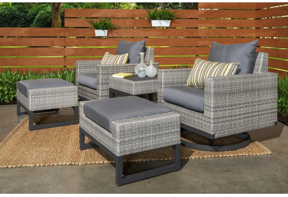 Milo Gray 5 Piece Club Chair Set with Charcoal Cushions-1