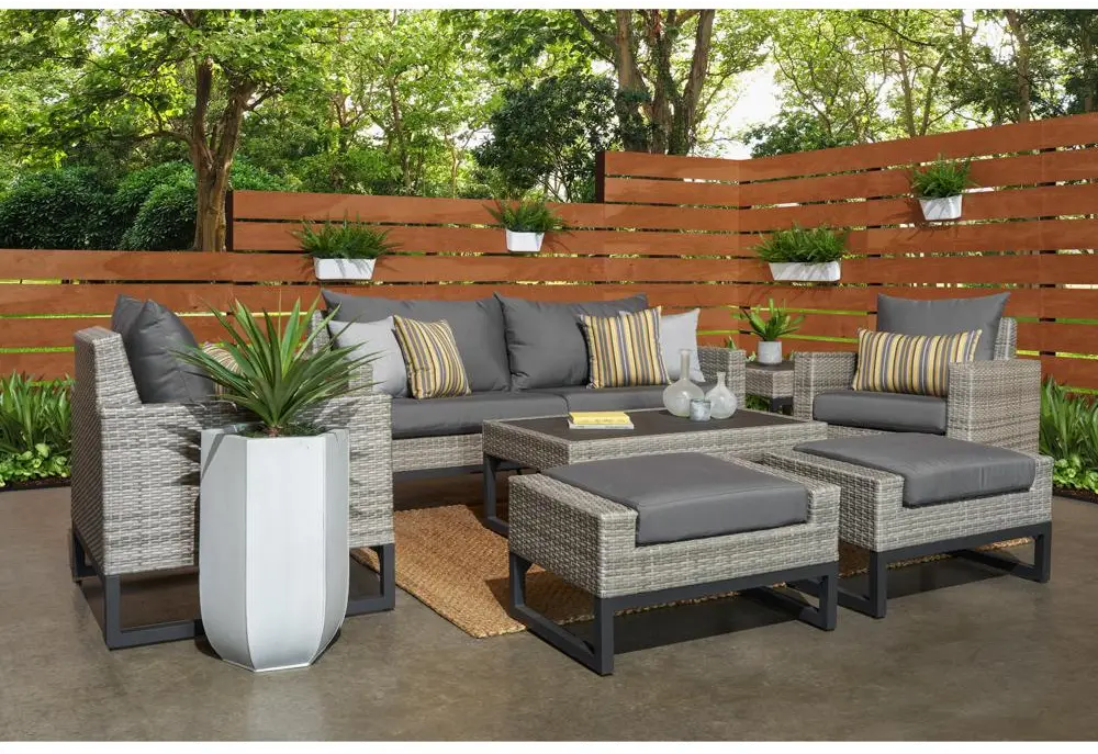 Milo Gray 7 Piece Outdoor Set with Charcoal Cushions-1
