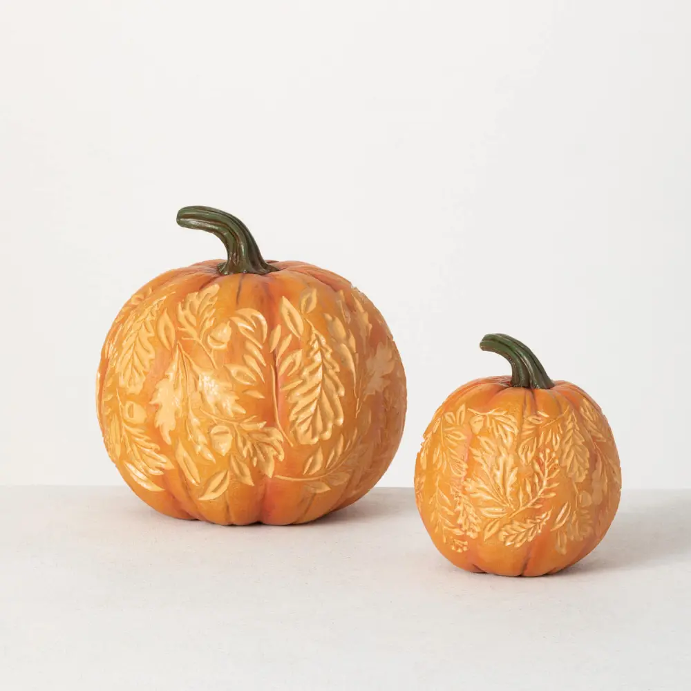Small Carved Leaf Pumpkin-1