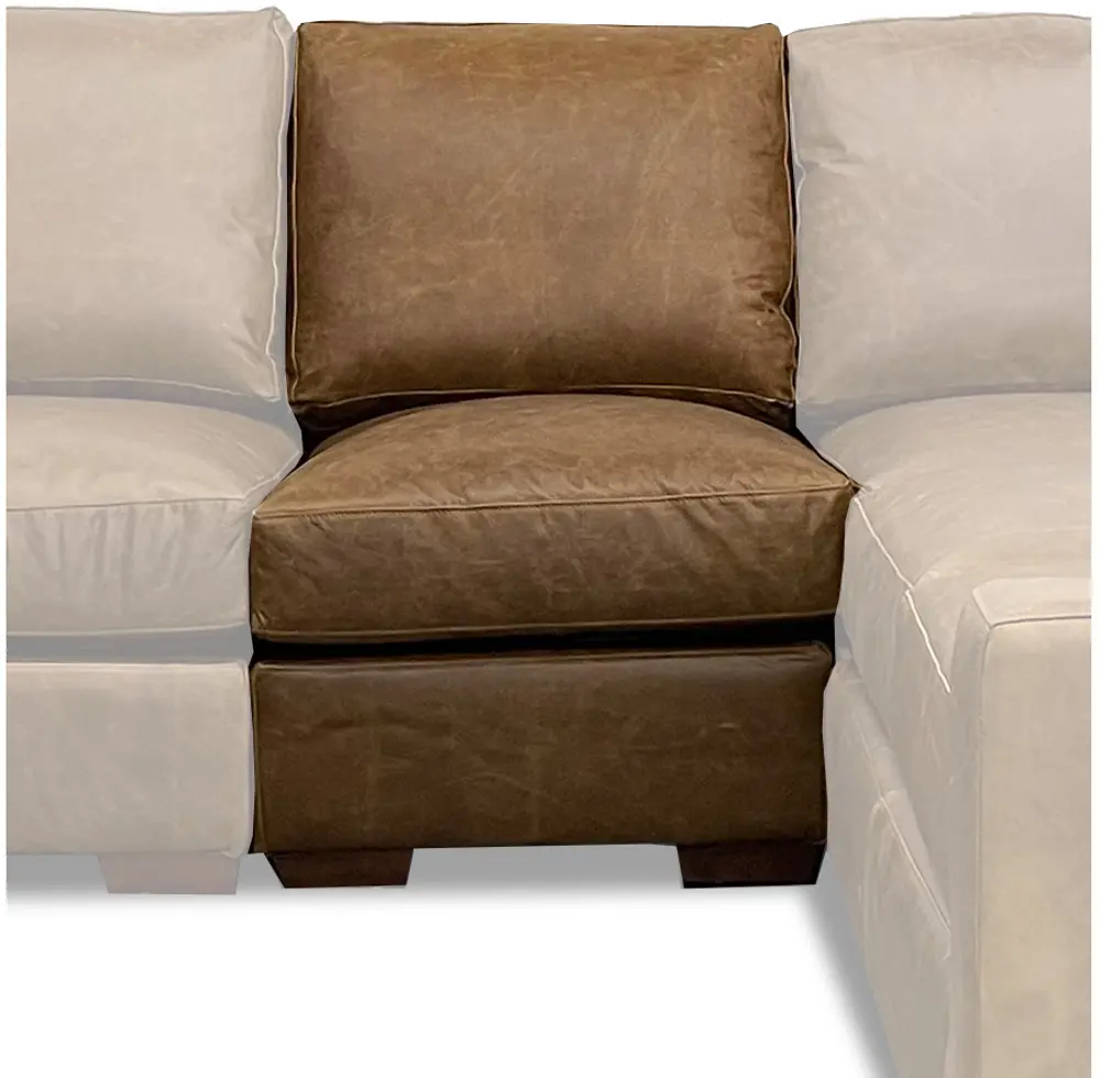 Rambo Brown Leather Armless Chair-1