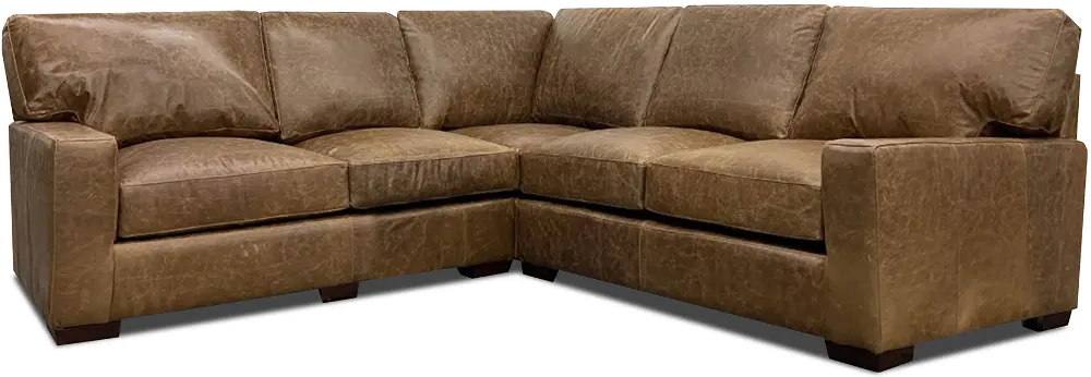 Rambo Brown Leather 3 Piece Sectional-1