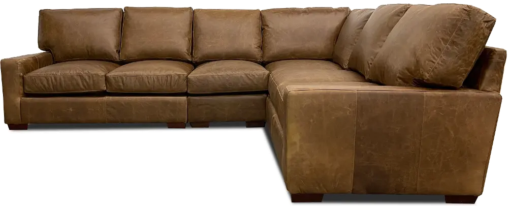 Rambo Brown Leather 4 Piece Sectional-1