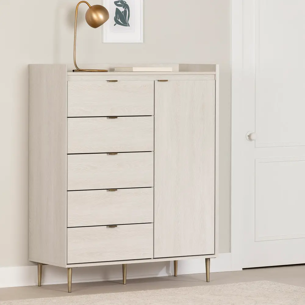 13533 Hype White Door Chest with 5 Drawers - South Shore-1