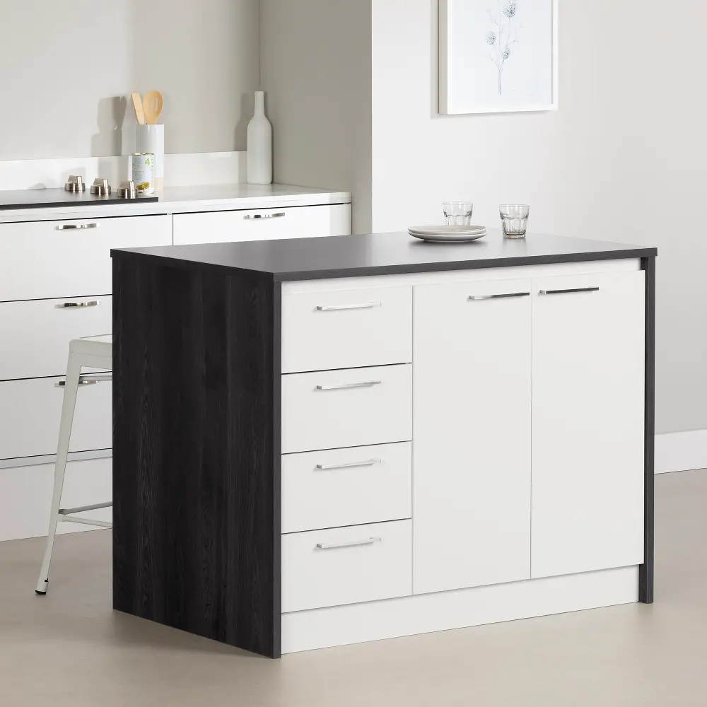 13544 Myro Charcoal and White Kitchen Island - South Shore-1