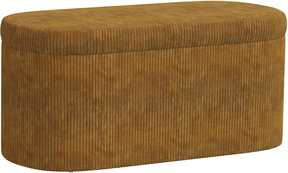 1225STCRVLAMB Frida Corded Velvet Amber Storage Bench - Skyline Furniture-1