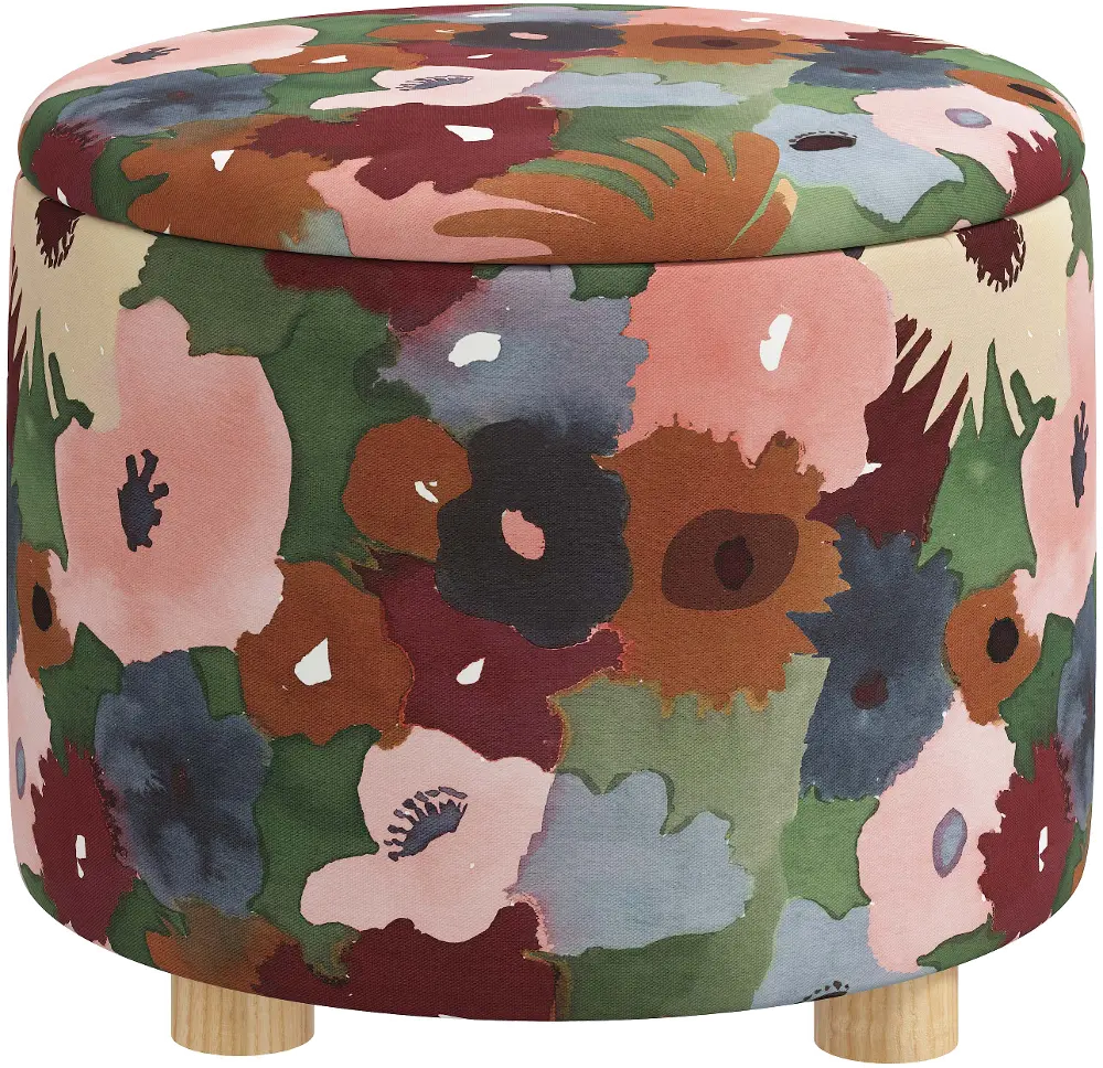 576MRGPLMOGA Claire Floral Plum Storage Ottoman - Skyline Furniture-1