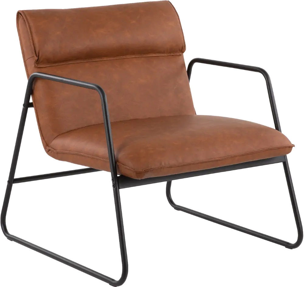 CHR-CASPERARM BKCAM Casper Arm Chair Medium Brown Faux Leather-1
