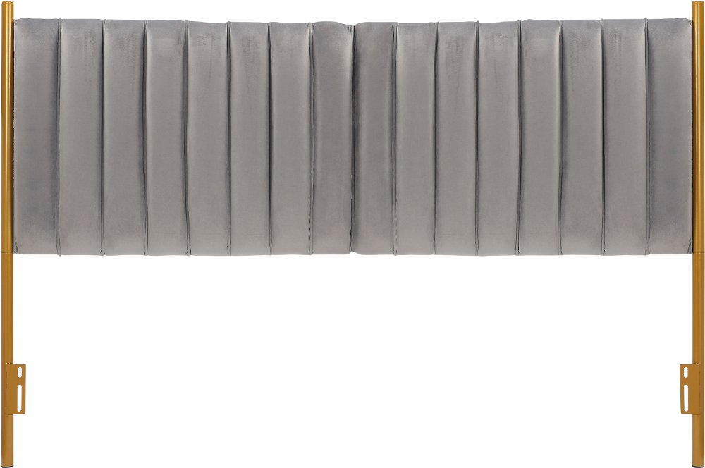 Chloe King Headboard Gray Velvet