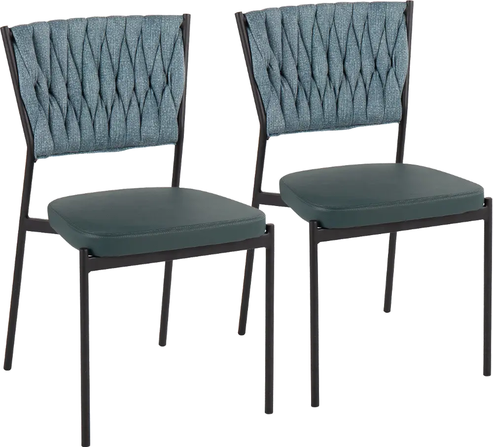 CH-BRAIDTANIA BKGN2 Tania Teal Dining Room Chair (Set of 2)-1