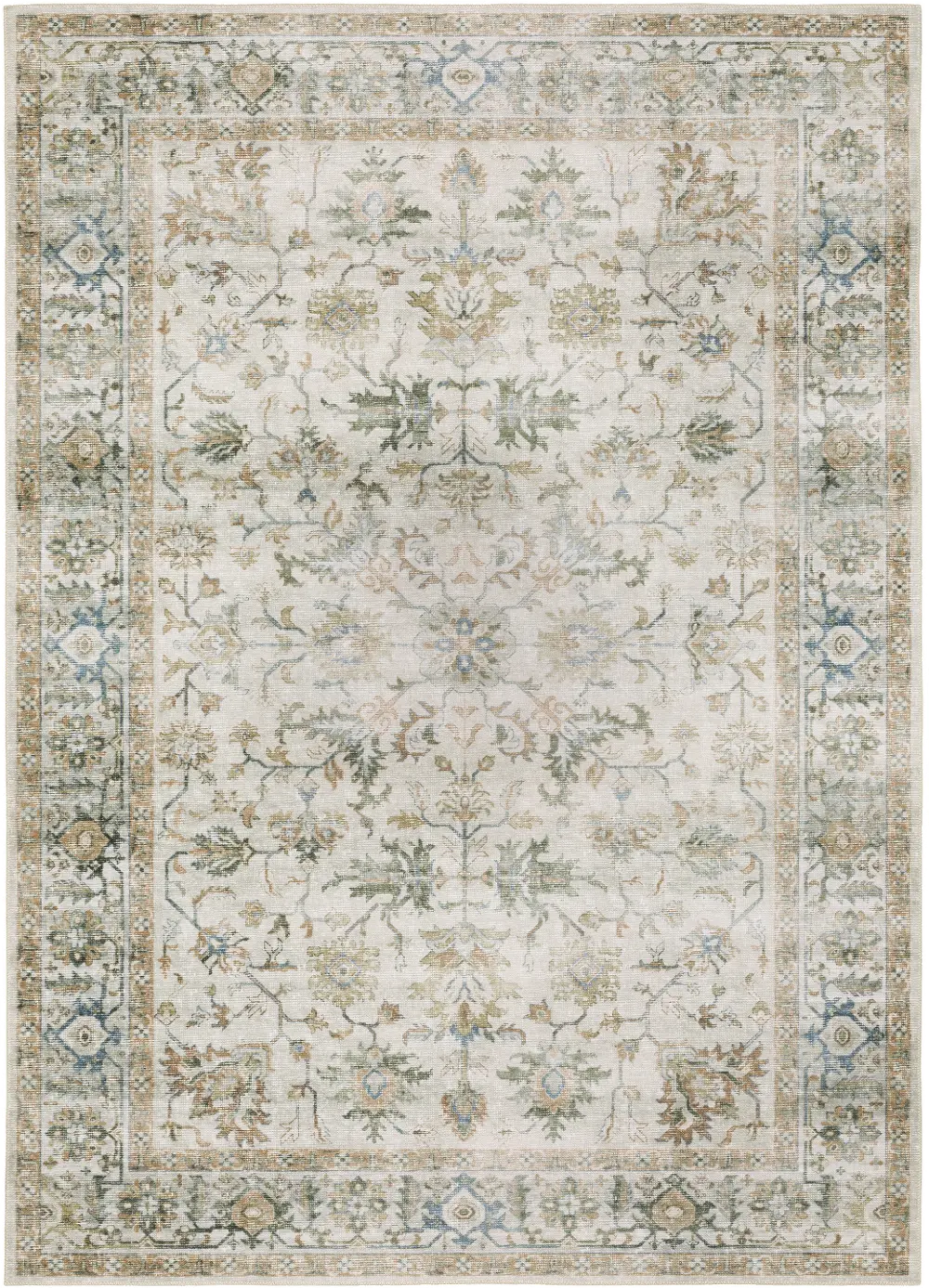 Charleston 8 x 10 Ivory Washable Area Rug-1