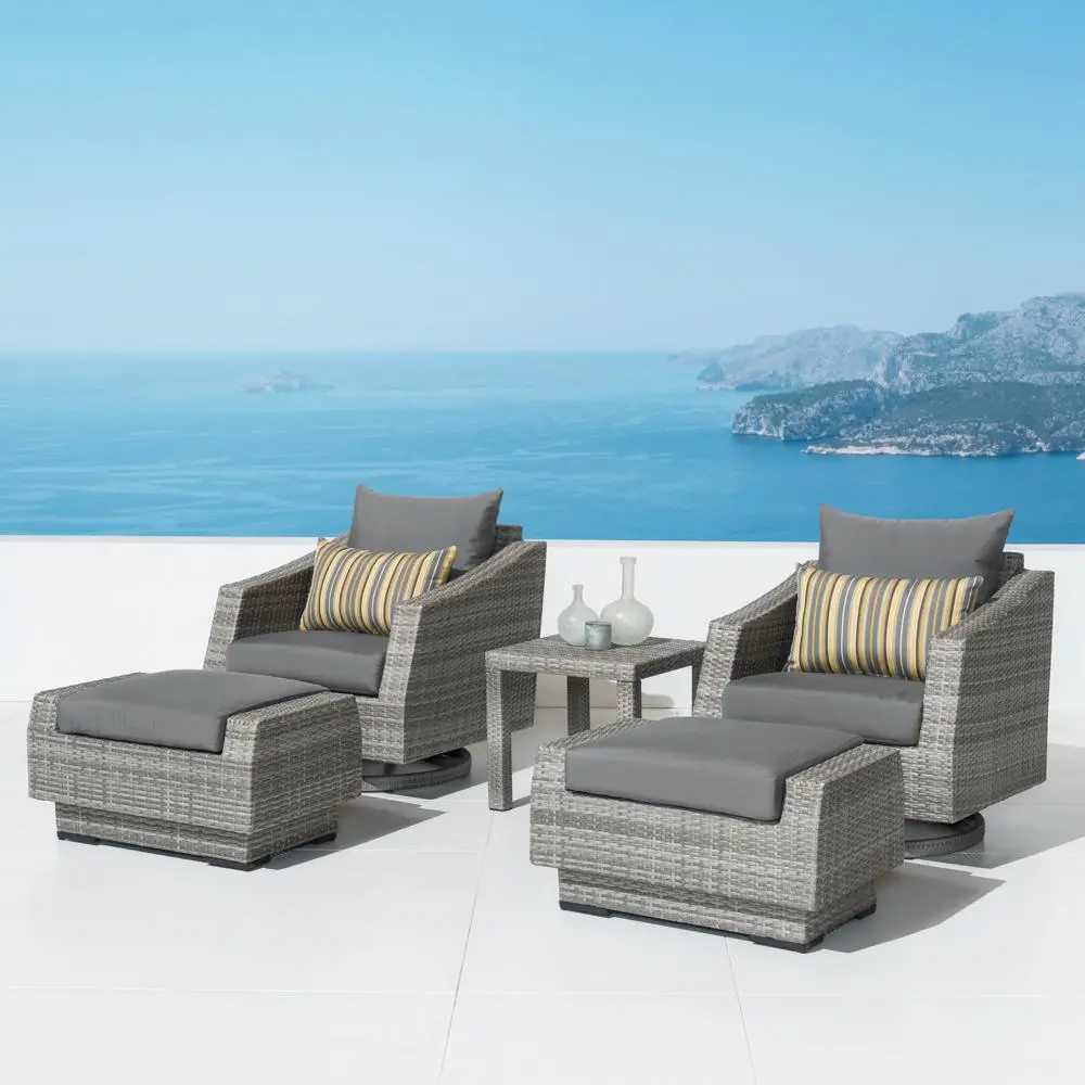 Cannes Charcoal 5 Piece Motion Club Chairs with Ottomans and Side Table-1