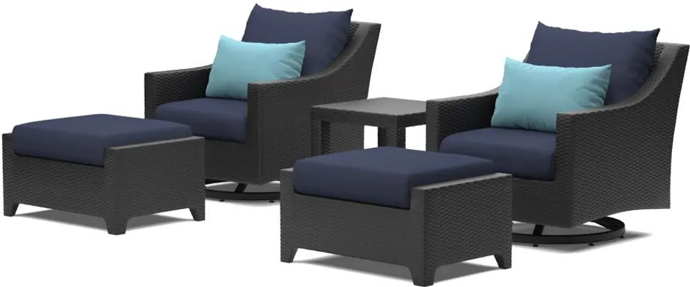 Deco Blue 5 Piece Club Chair and Ottoman Patio Set-1