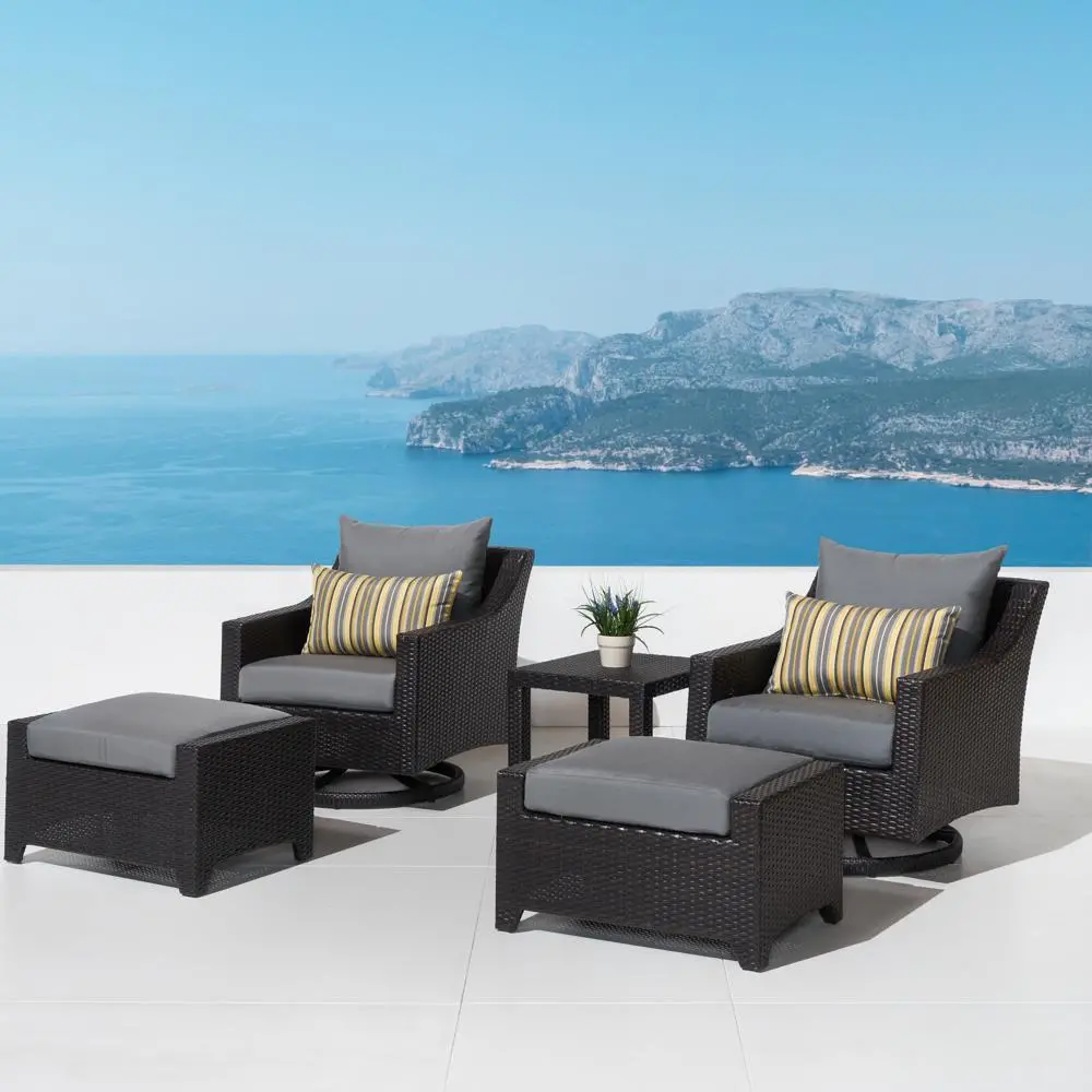 Deco Charcoal 5 Piece Motion Club Chairs and Ottomans Patio Set-1