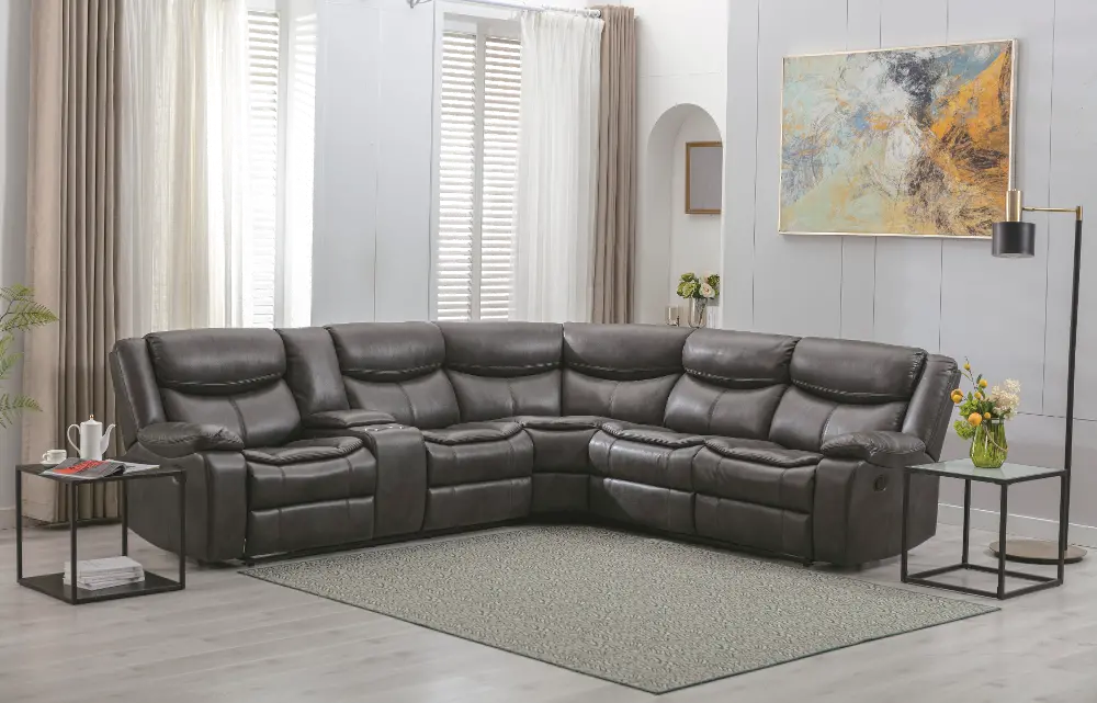 Holcroft Dark Gray 3 Piece Reclining Sectional-1