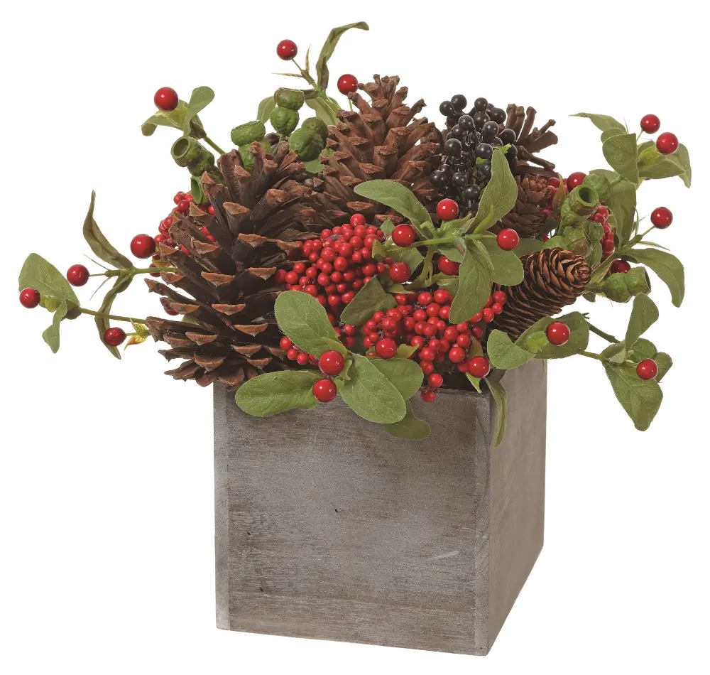 12.5 Inch Pine Cone and Berry Box-1