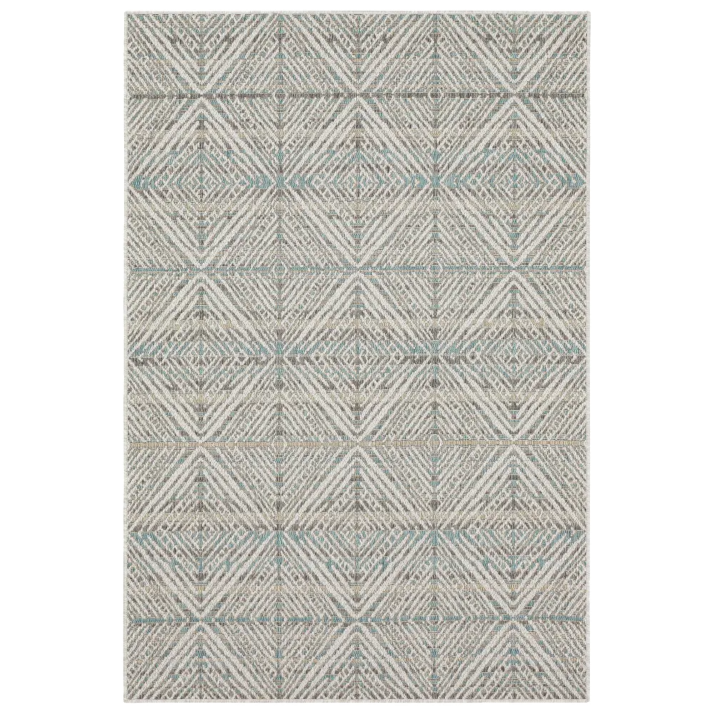 92314-E422/8X10 Shibori 8 x 10 Platinum Gray Indoor-Outdoor Rug-1