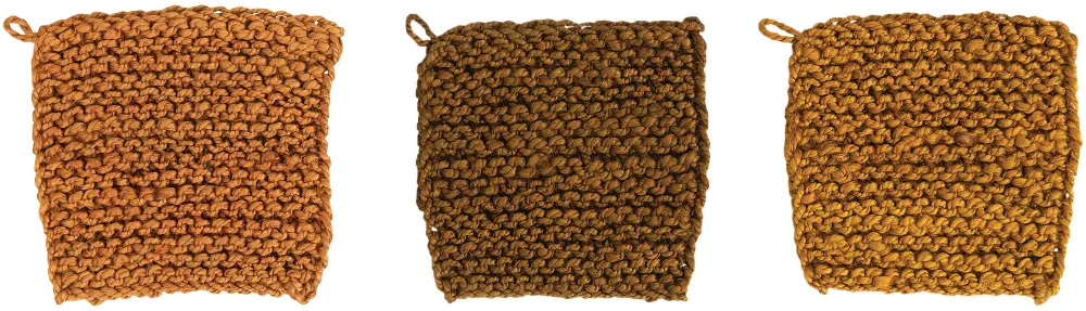 CF3504A Assorted Square Jute Crocheted Pot Holders-1