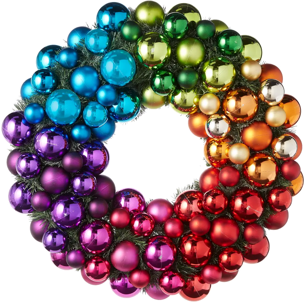 22.5 Inch Colored Ornament Wreath-1