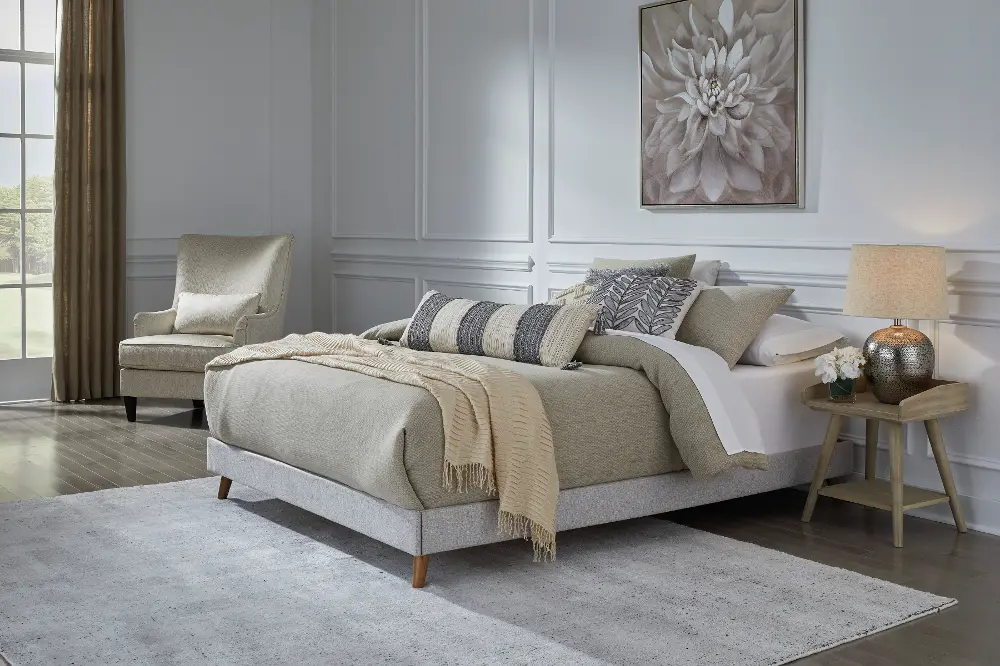 Skylz Gray Upholstered Full Platform Bed-1