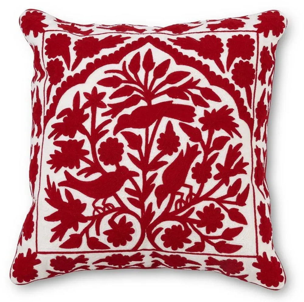 Red and White Birds Pillow-1
